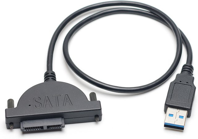 OULLX USB 2.0 zu SATA 7+6 Pin Adapter Kabel für optische CD/DVD-ROM Laufwerke in Schwarz - Bild 1