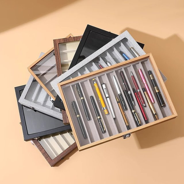 Staubdichte Stift-Aufbewahrungsbox aus Holz mit Deckel in Schwarz - Bild 1