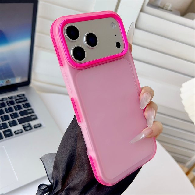 Stoßfeste und rutschfeste Handyhülle von RPKKS für iPhone 17 Air 16 15 14 13 12 11 Pro Max in Pink, mattiert und transparent - Bild 1