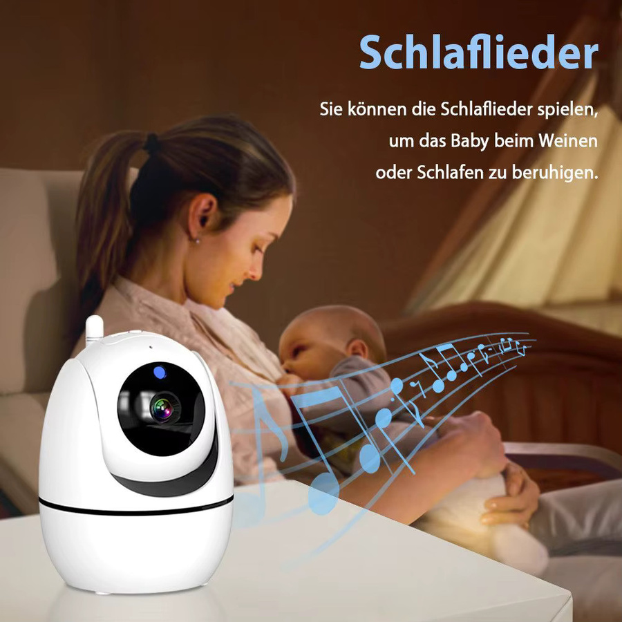 Babyphone mit Kamera 720P HD, 5 Zoll LCD, 355 Grad schwenkbar, Nachtsicht, Zwei-Wege-Audio und VOX-Modus, Weiß, Reichweite 300 m - Bild 4