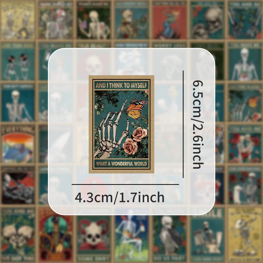 Gothic Totenkopf Tarot Sticker Set für Notebook und Briefpapier, Mehrfarbig, 50 Stück - Bild 2