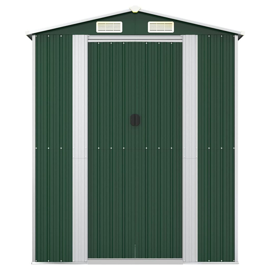 vidaXL Geräteschuppen aus verzinktem Stahl in Grün mit Schiebetüren und Lüftungsschlitzen, B/T/H: 192 x 108 x 223 cm - Bild 3