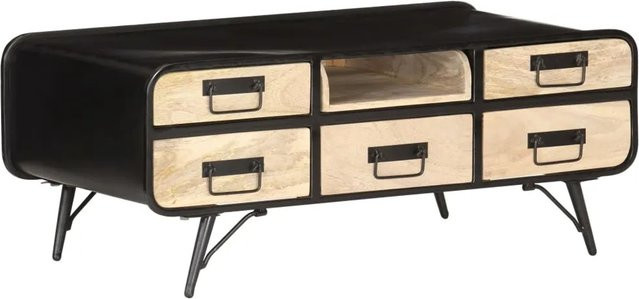 vidaXL Couchtisch aus massivem Mangoholz in Braun und Schwarz, B/T/H: 100 x 50 x 40 cm - Bild 1
