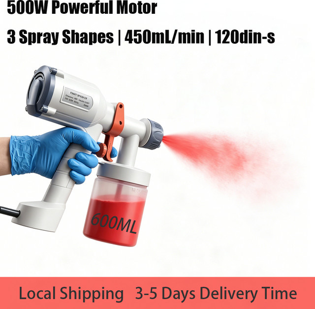 Parrior HVLP Farbspritzgerät mit 500W, elektrische Spritzpistole in Weiß mit 590 ml abnehmbarem Behälter, 2 Düsen (1,5 mm und 2,0 mm) und 3 Sprühmustern - Bild 1