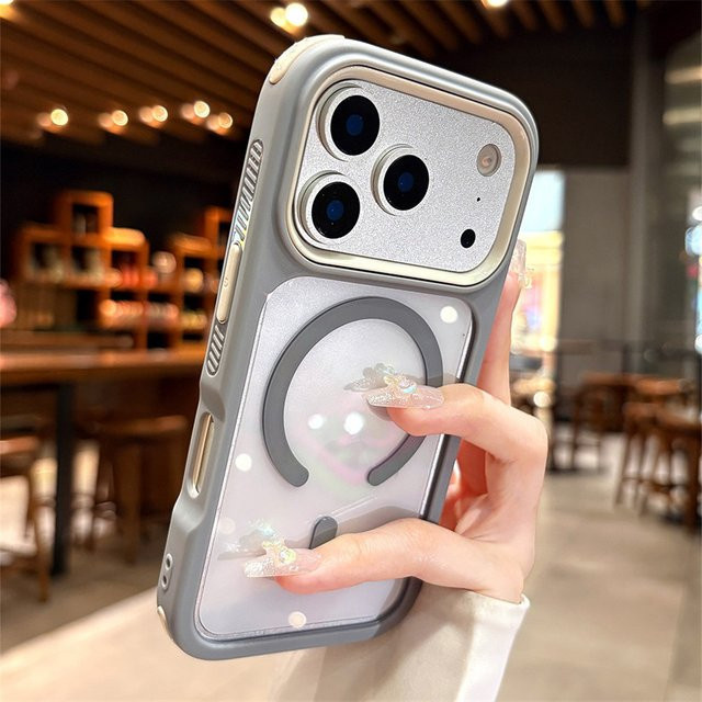 Lolozzx Transparente MagSafe-kompatible Schutzhülle für iPhone, Rutschfester Stoßfänger-Schutz, Grau - Bild 1