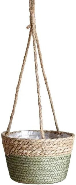 Hängender Pflanztopf von Yiran Furniture in Beige, Makramee-Blumentopfhalter aus Jute für drinnen und draußen im Boho-Stil - Bild 1