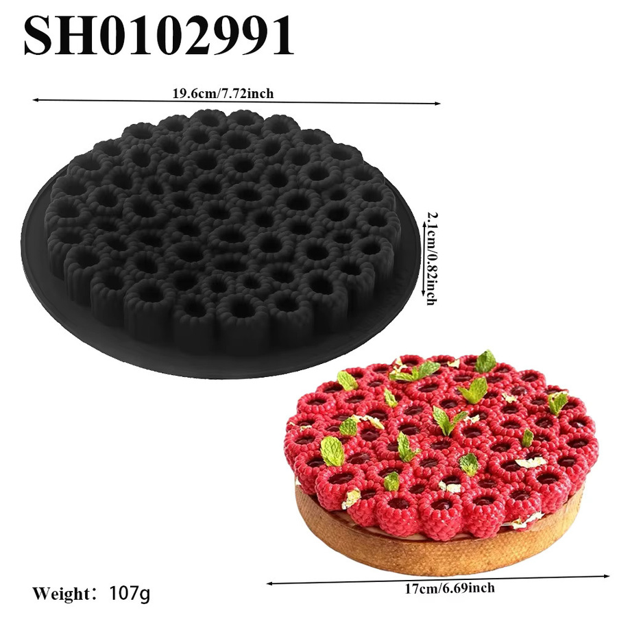 SHENHONG Silikon Törtchenform mit Himbeerblüten-Design für Mousse und Schokolade - Bild 2