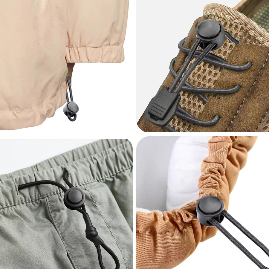Cord Lock Kunststoff Feder Toggle Stopper mit elastischem Knebel für Kordeln und Schnürsenkel in Schwarz und Gold - Bild 6