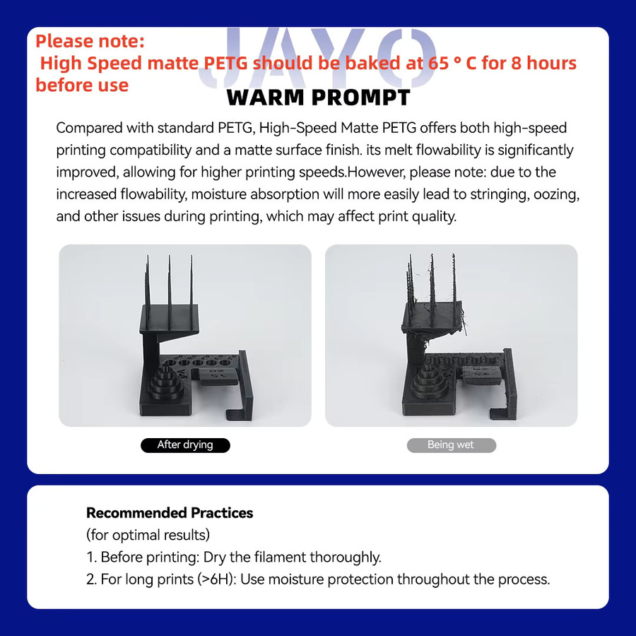 JAYO Hochgeschwindigkeits Matt-PETG Filament 1,75mm für FDM 3D-Drucker 5,5kg - Bild 1