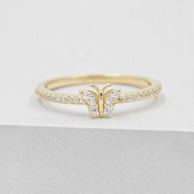 Ring 925 Silber, Gold, Zirkonia, Kristall, Damen - Bild 1