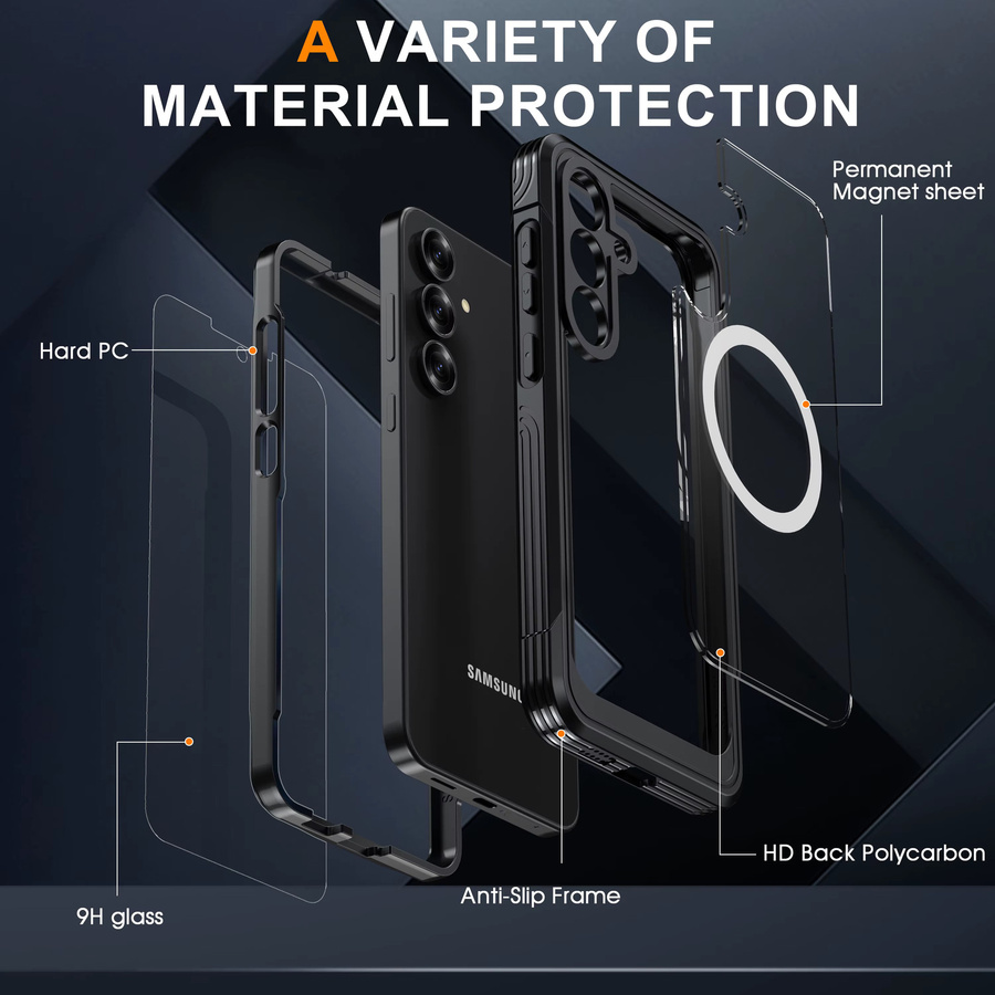 Shellbox Sturzsichere Handyhülle in Schwarz für Samsung Galaxy S25 FE, S25Edge und S24 Ultra mit gepanzertem Design - Bild 5