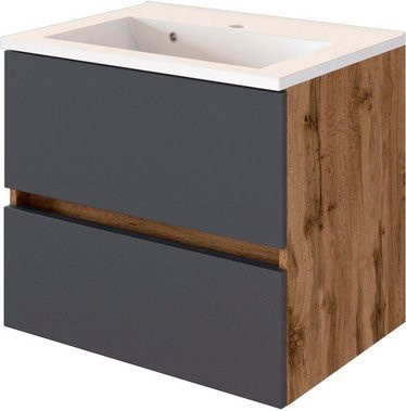 HELD MÖBEL Waschtisch Lucca in Grau, Wandmontage, B/H/T: 60 x 54 x 47 cm - Bild 1