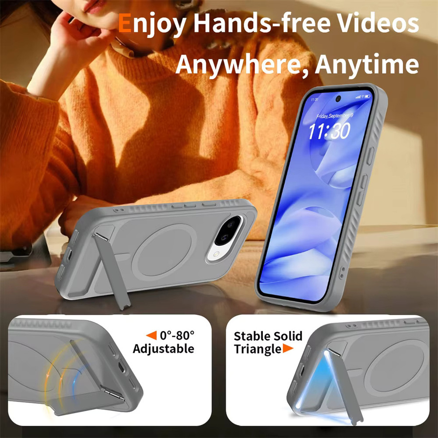 Matte transparente magnetische Schutzhülle mit faltbarer Standfunktion für Google Pixel 10, 10A, 9 Pro XL und 9A, kompatibel mit MagSafe, Farbe: Transparent/Lila - Bild 4