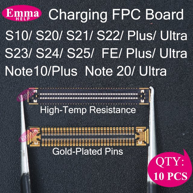 10 Stück Lade-FPC-Anschluss Flex-Band für Samsung S25 S24 S23 S22 S21 S20 Ultra Plus Note 10 20 Motherboard Hauptplatine in Gold - Bild 1
