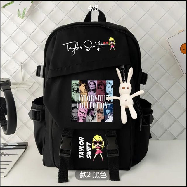 3-teiliges Schulrucksack-Set in Schwarz aus Oxford-Stoff mit großem Fassungsvermögen inklusive Federmäppchen und Schultergurt - Bild 1