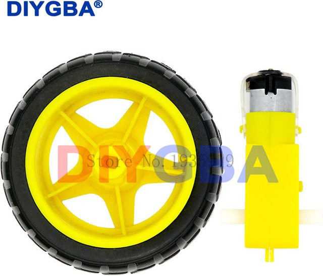 DNIGEF TT-Getriebemotor mit 65 mm Rad für Arduino Smart Car Robot, DC 3V-6V, Gelb - Bild 1