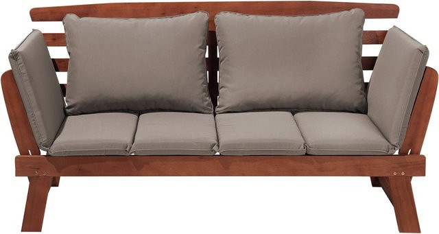 Beliani Gartenbank im Retro-Design aus Holz und Polyester, Farbe Beige/Braun, B/H/T: 210 x 82 x 66 cm - Bild 1