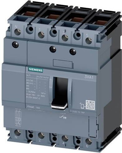 Siemens 3VA1180-3ED46-0AA0 Leistungsschalter in Grau mit einem Einstellbereich von 80 - 80A und einer maximalen Schaltspannung von 690 V/AC - Bild 1