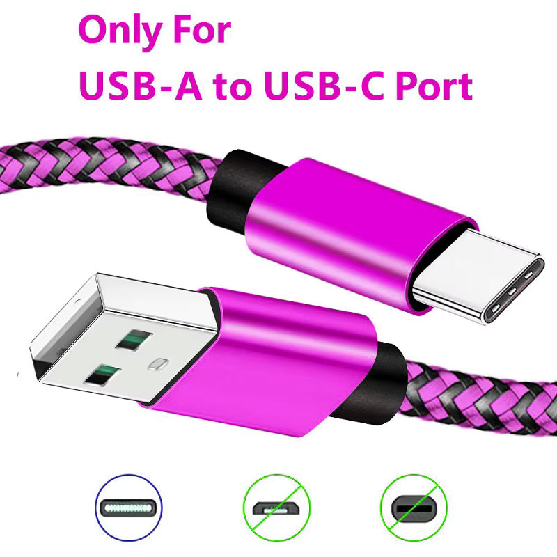 USB-A auf Typ-C Ladekabel aus weißem Nylon-Geflecht mit 2,4 A Schnellladefunktion und Datensynchronisation für Android-Geräte wie Xiaomi, Samsung und Huawei - Bild 2