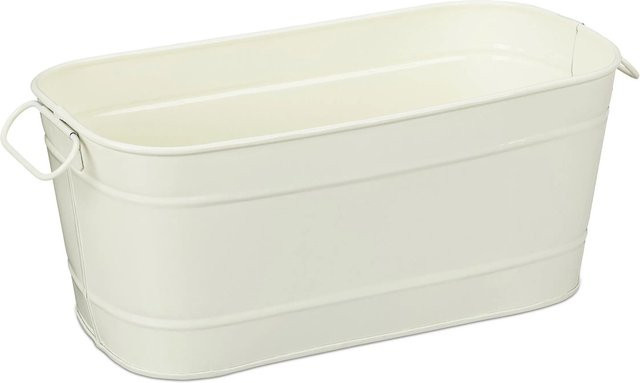 Relaxdays Blumenkasten aus Metall in Creme mit 2 Griffen, B/T/H: 38 x 16 x 19 cm - Bild 1