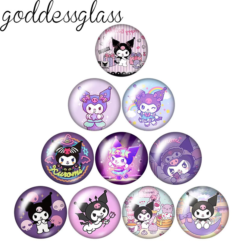 MINISO Fotoglas-Cabochon Kuromi Purple Magic Melody, 12mm/18mm/20mm - Bild 2