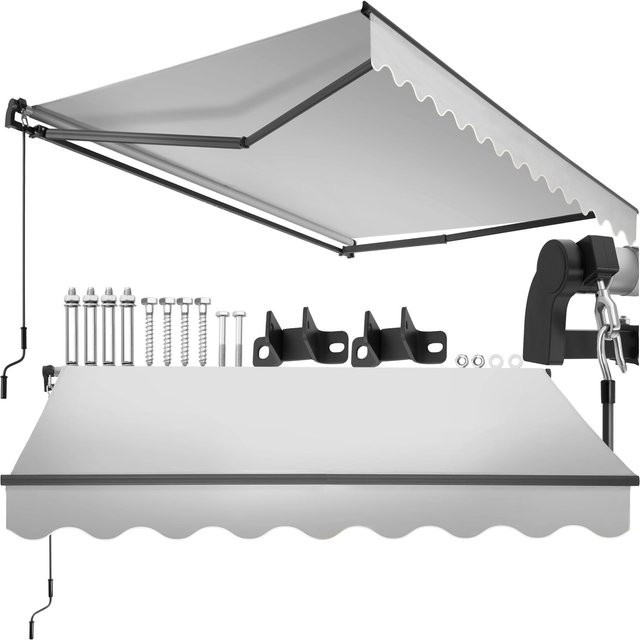 tectake Gelenkarmmarkise Ornella Hellgrau B/H: 250 x 200 cm - Bild 1