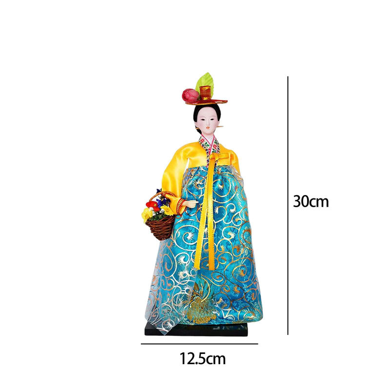 Kesoto Koreanische Geisha Figur in Hanbok mit floralem Design, mehrfarbig, Höhe: 30,48 cm - Bild 6
