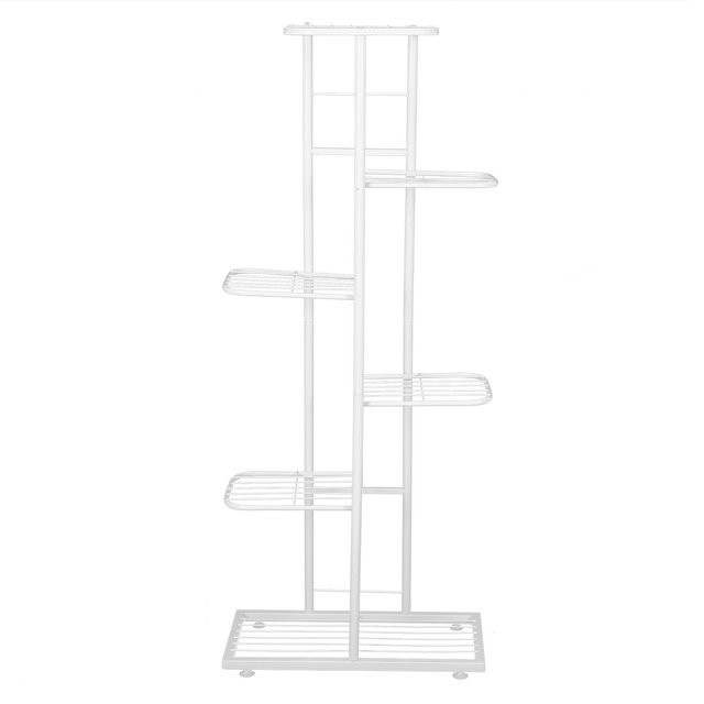 Aimo Blumenpflanzenständer mit 6 Etagen aus Metall in Dunkelgrau und Weiß für Garten und Innenbereich, Höhe: 103,0 cm, Breite: 43,5 cm, Tiefe: 22,0 cm - Bild 1