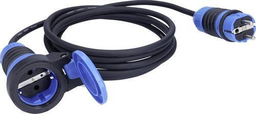 AS Schwabe Strom Verlängerungskabel 16A Schwarz/Blau 10m H05RN-F 3G 1,5mm² mit Schutzkappe IP54 - Bild 1