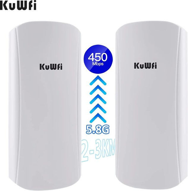KuWFi Outdoor CPE Wireless Bridge 450Mbps 5.8G Langstrecken-WLAN-Repeater mit 12dBi Hochleistungsantenne in Weiß - Bild 1