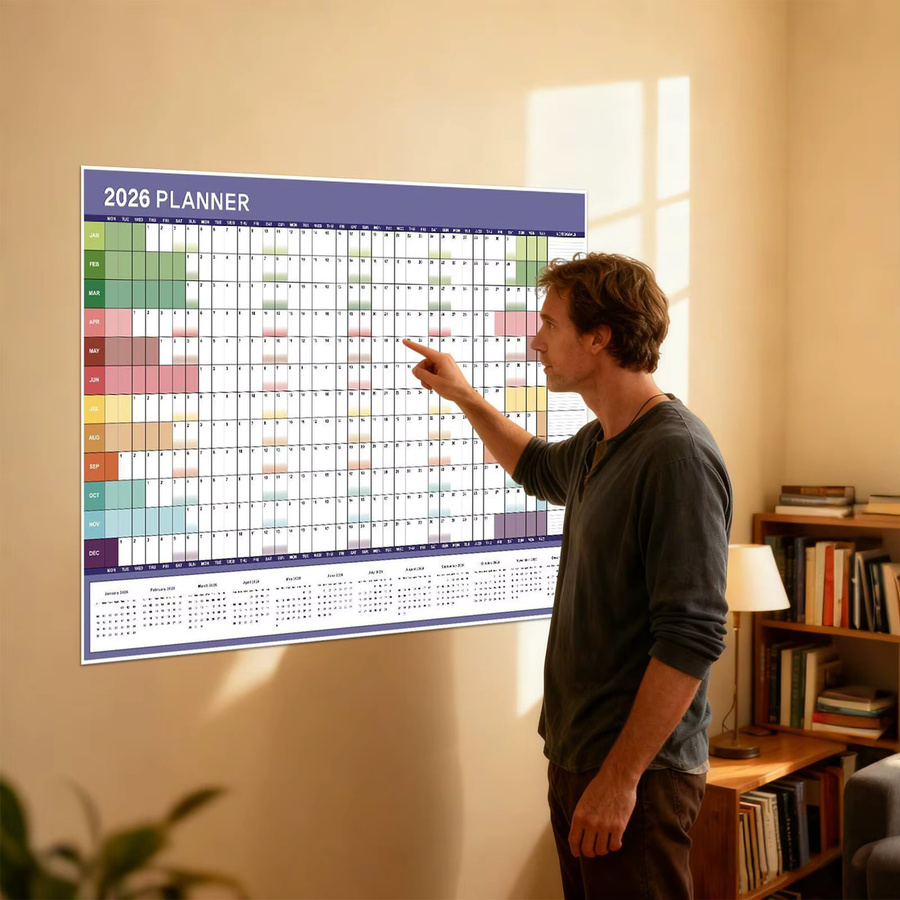 Großer Wandkalender 2026 mit Aufklebern und Etiketten als monatlicher Jahresplaner für Büro, Zuhause und Schule, Breite: 73,66 cm, Höhe: 58,42 cm - Bild 2