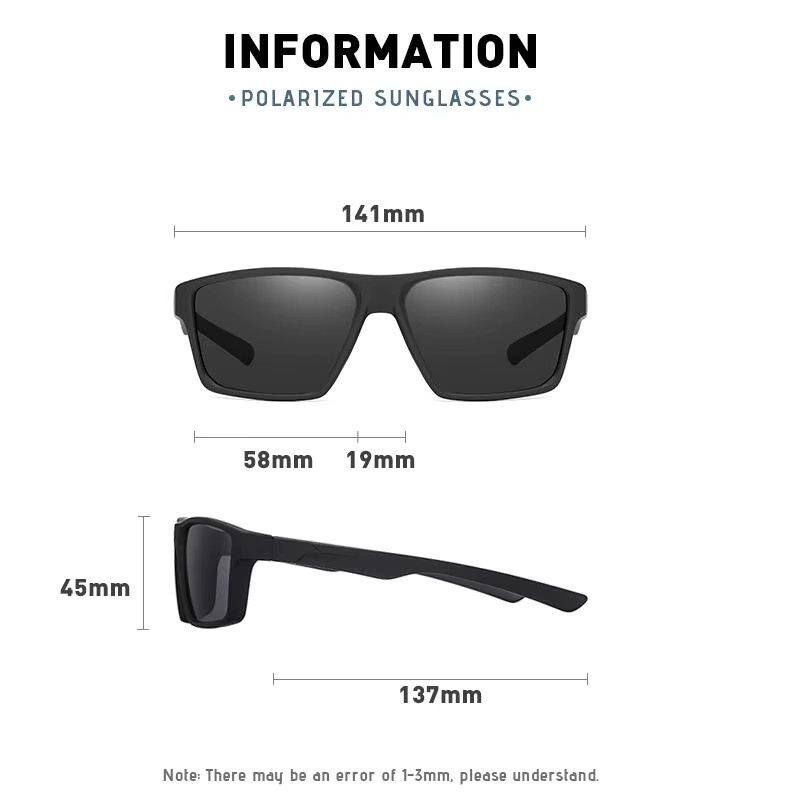 GSBJXZ Sportsonnenbrille, quadratisch, Vollrand, Kunststoff, schwarz, Herren, polarisiert - Bild 2