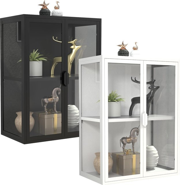 VCM Hängevitrine Flokas M aus Glas und Metall in Schwarz, H x B x T: 80 x 60 x 35 cm - Bild 1
