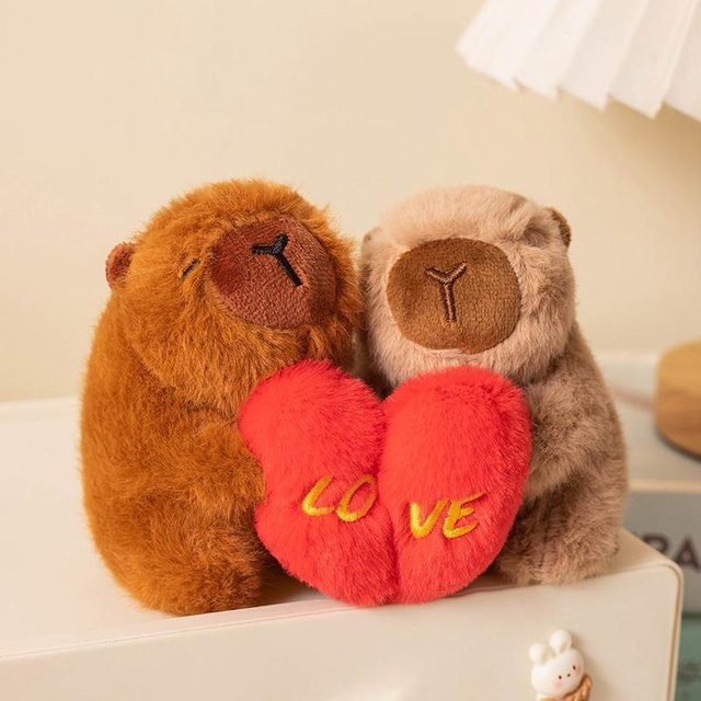 GDzaccly Capybara-Paar hält Herz, Plüschtier, 12cm - Bild 1