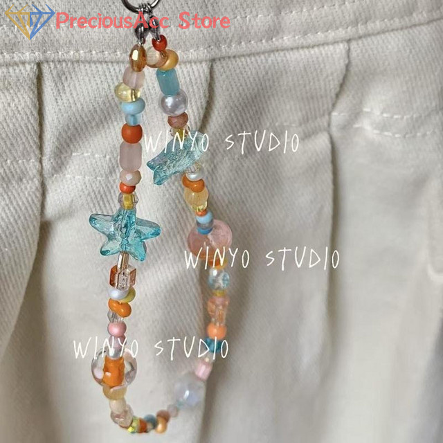 Velishy Handy Lanyard, Perlen, Orange, Sonnenuntergang, Anhänger - Bild 1