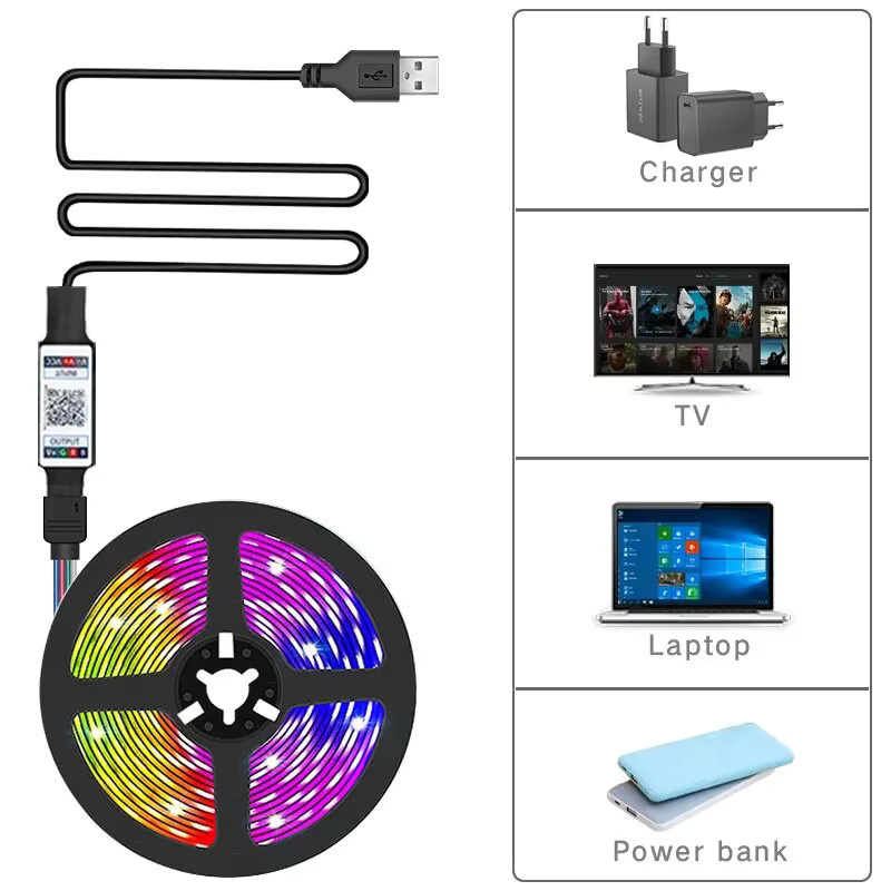 Szaoju Intelligente WLAN-LED-Lichtleiste mit RGB 5050 für TV-Hintergrundbeleuchtung und Party-Dekoration, kompatibel mit Alexa und Google Home - Bild 5