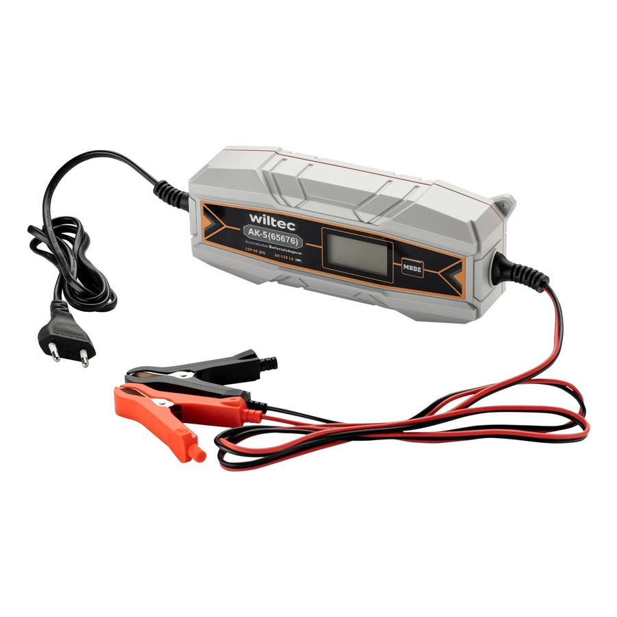 Wiltec Batterieladegerät für 6-12V Autobatterien und Kfz mit LCD-Display in Weiß und Grau - Bild 2