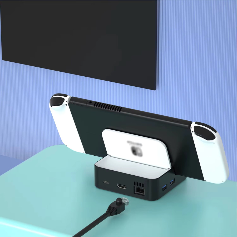 RGEEK TV-Dockingstation für Nintendo Switch OLED, schwarze Ladestation mit USB-C, HDMI und RJ45 für 4K UHD Videokonvertierung - Bild 3