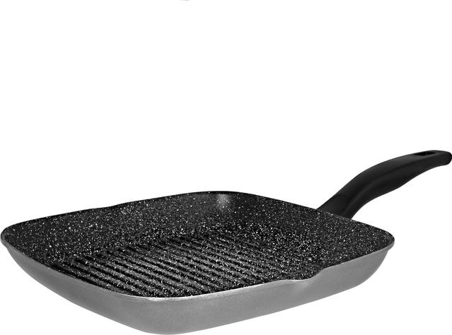 Stoneline Grillpfanne aus Aluguss mit Steinpartikeln, Grau, B/T: 28 x 28 cm, Induktionsgeeignet, mit 2 Ausgüssen und backofengeeignet - Bild 1