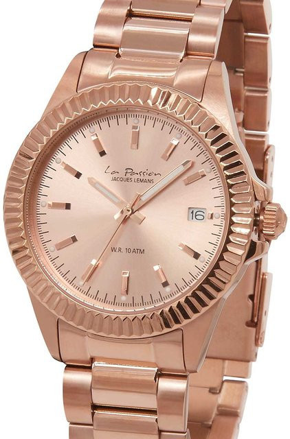 Jacques Lemans Damenuhr, Quarz, Edelstahl, Gold, 38 mm, 10 ATM - Bild 1