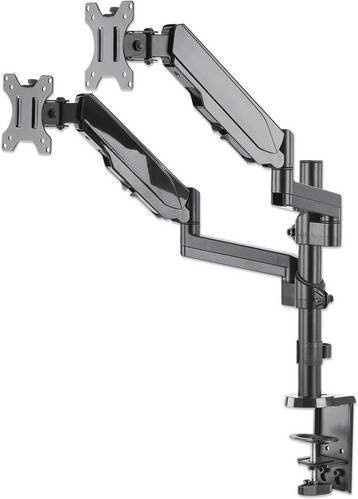 Manhattan Universal Gas Spring Dual Monitor Mount Tischhalterung für 2 LCD-Displays in Schwarz mit VESA 100x100 mm für Bildschirmgrößen von 43,2 bis 81,3 cm - Bild 2