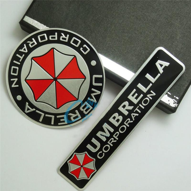 Resident Evil Umbrella Corporation 3D-Aufkleber aus Aluminiumlegierung in Schwarz und Mango-Orange, rundes Metall-Abzeichen zur Dekoration - Bild 2
