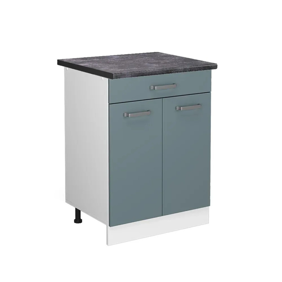 Vicco Küchenunterschrank R-Line in Blau-Grau/Weiß mit Schubladen und Türen, B/T/H: 60 x 60 x 81,6 cm - Bild 2