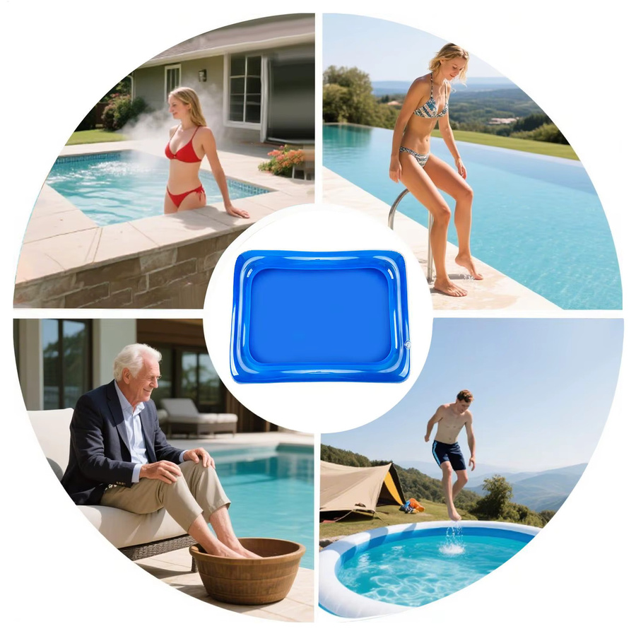 Tragbares aufblasbares Fußbecken in Blau aus Kunststoff für Pool und Strand - Bild 5
