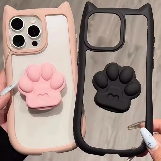 Stoßfeste AKABEILA Katzen-Ohr Handyhülle aus weichem TPU für iPhone, erhältlich in Blau und Pink - Bild 1