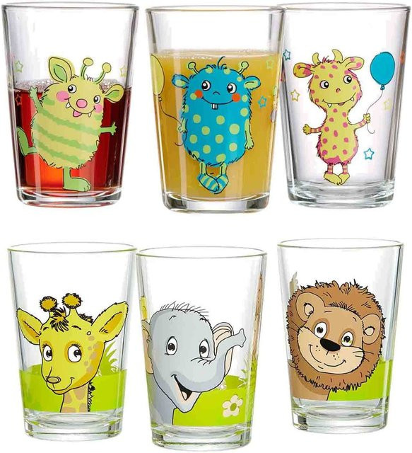 Ritzenhoff & Breker Kindergläser Monsterchen Dschungeltiere, 6er Set, transparent, 205 ml - Bild 1