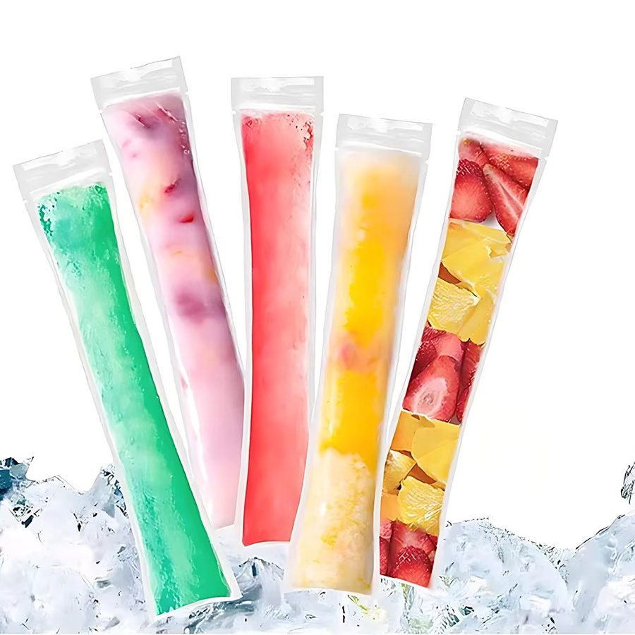 100 Stück transparente Eisbeutel aus Kunststoff zum selbst dichten für hausgemachtes Eis am Stiel - Bild 2