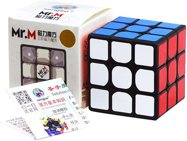 Shengshou Mr.M 3x3 Magnetischer Zauberwürfel, Stickerless, Schwarz - Bild 1
