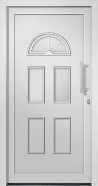 vidaXL Haustür Weiß mit Glaseinsatz aus Aluminium und Stahl, B/H: 88 x 208 cm - Bild 1