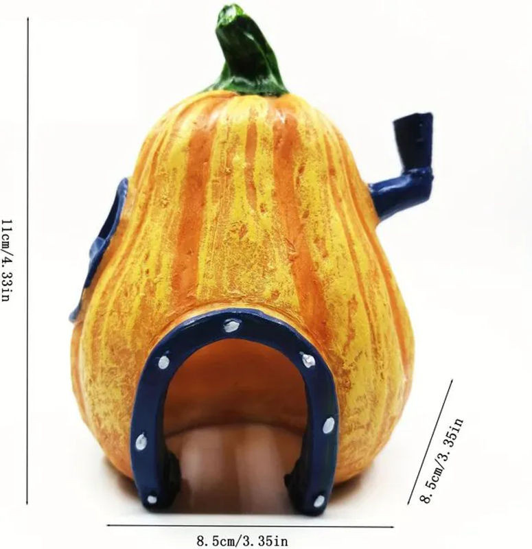SZ-Damai Simulationskürbis Aquarium-Dekoration aus Kunstharz in Orange als Halloween Unterschlupf für Aquarium und Terrarium - Bild 1